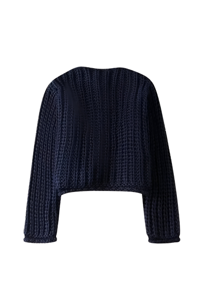Einfarbige Kurze Strickjacke