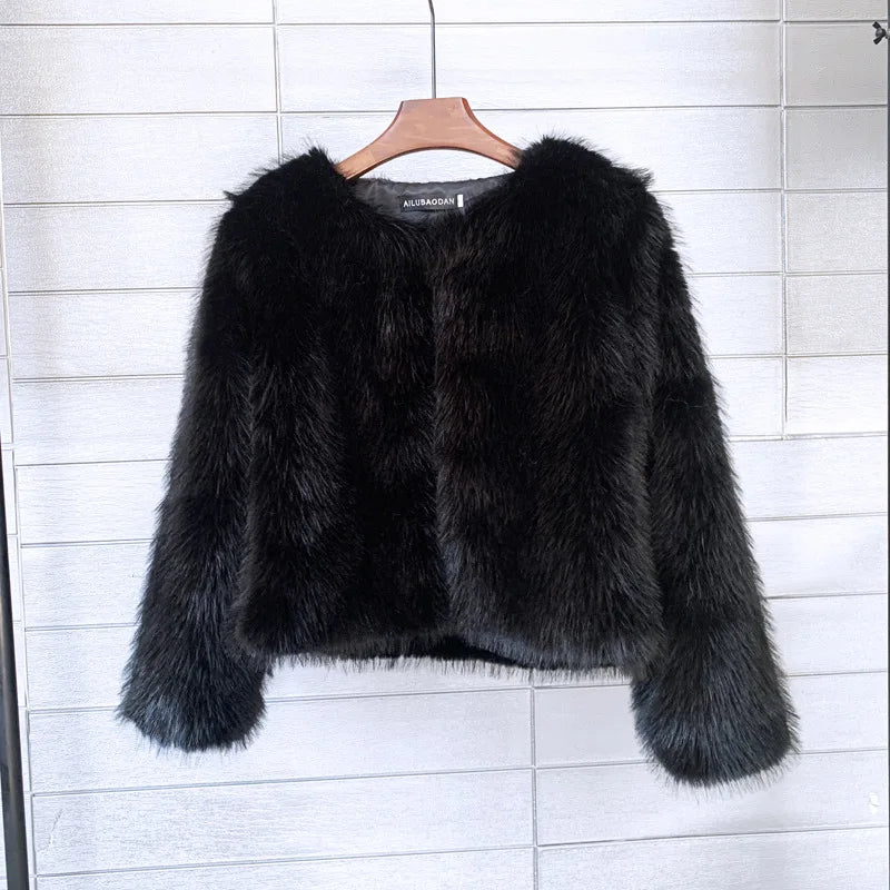 Weiche Plüschjacke İn Felloptik