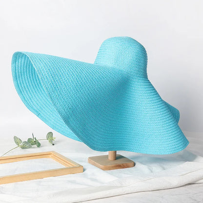 Uv-Geschützter, Faltbarer Strohhut Mit Breiter Krempe, 70 Cm, Für Sommer, Strand Und Reisen –