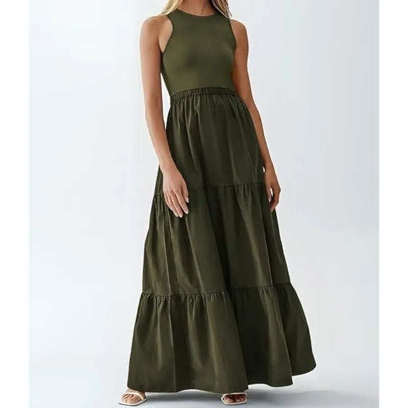 Ärmelloses Langes Sommerkleid İm Bohemian-Stil