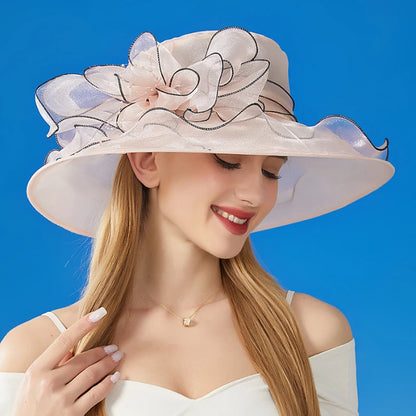 Stilvoller Sommer-Sonnenhut Für Damen, Atmungsaktiv, Gewebte Blume Mit Spitze – 56–58 Cm