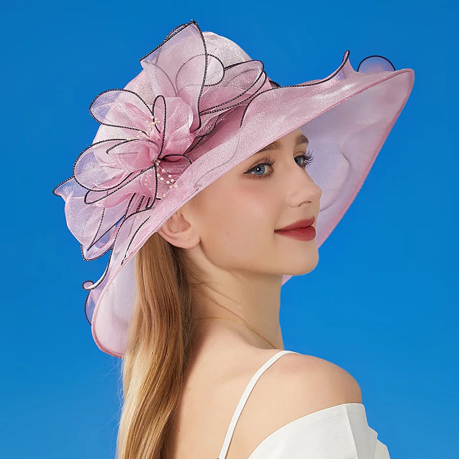 Stilvoller Sommer-Sonnenhut Für Damen, Atmungsaktiv, Gewebte Blume Mit Spitze – 56–58 Cm