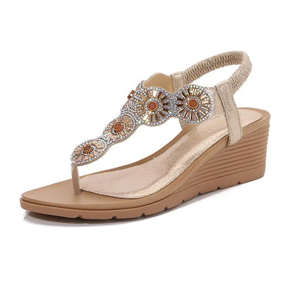 Sandalen Mit Keilabsatz - Elastischer Riemen - Sommer