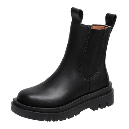 Schwarze Lederstiefel Mit Hohem Absatz