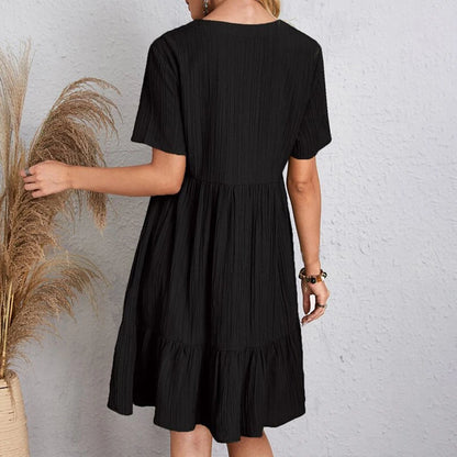 Kurzärmliges Midikleid Mit V-Ausschnitt