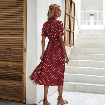 Plissiertes Midikleid Mit Polka Dot-Muster