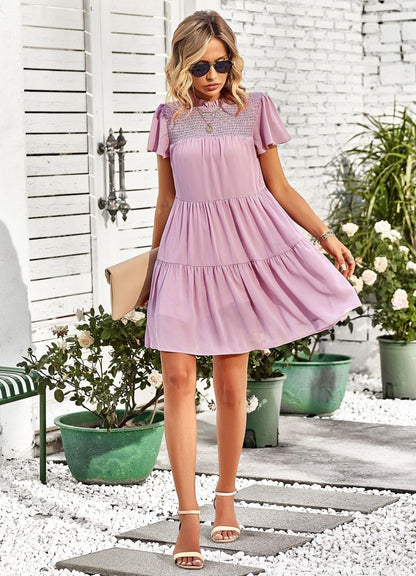 Kurzärmliges Minikleid Mit Volantdetail