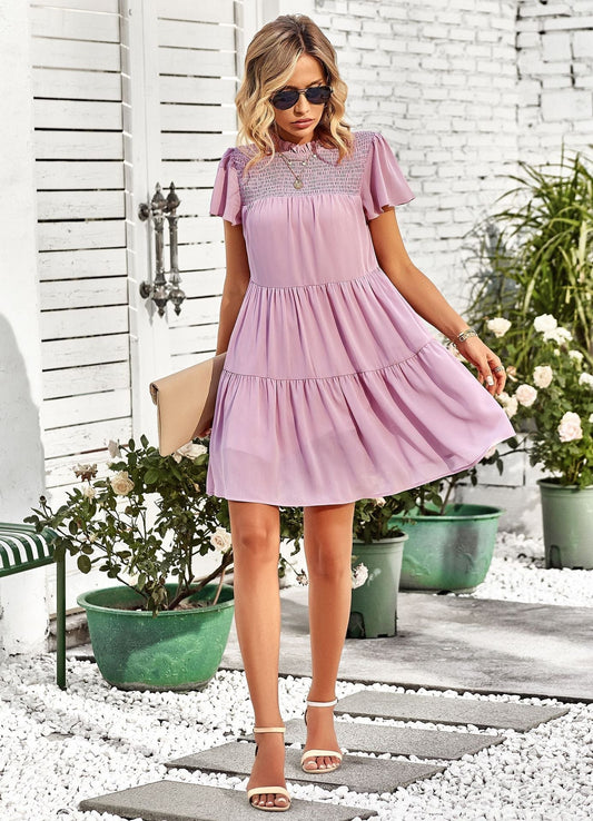 Kurzärmliges Minikleid Mit Volantdetail