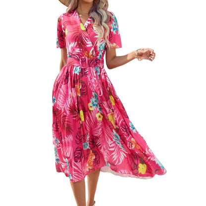Wickel-Midikleid Mit Blumenmuster Und Gürtel