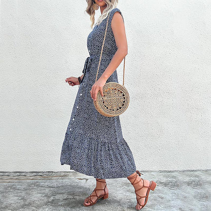 Ärmelloses Midikleid Mit V-Ausschnitt