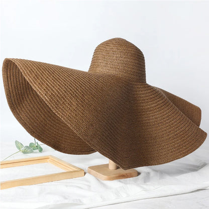 Uv-Geschützter, Faltbarer Strohhut Mit Breiter Krempe, 70 Cm, Für Sommer, Strand Und Reisen –