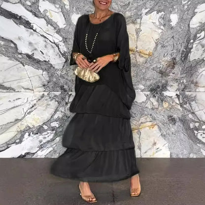 Plus-Size-Kleid Mit Rundhalsausschnitt Und Fledermausärmel-Detail