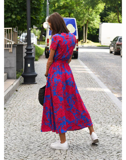 Kleid Mit V-Ausschnitt Und Blumenmuster