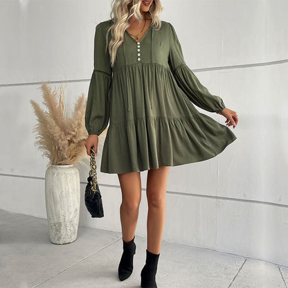 Midikleid Mit Volant Und V-Ausschnitt