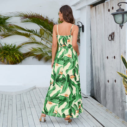 Gemustertes Maxikleid Mit Dünnen Trägern