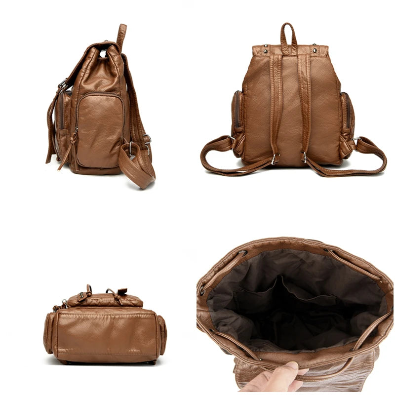 Hochwertiger Damenrucksack Aus Weichem Leder
