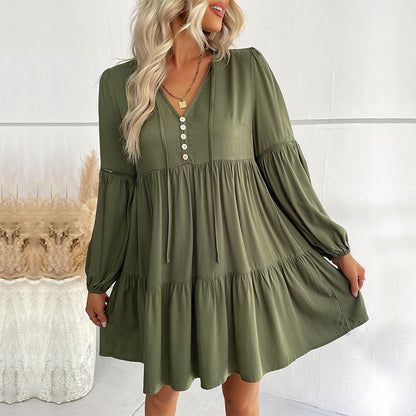 Midikleid Mit Volant Und V-Ausschnitt
