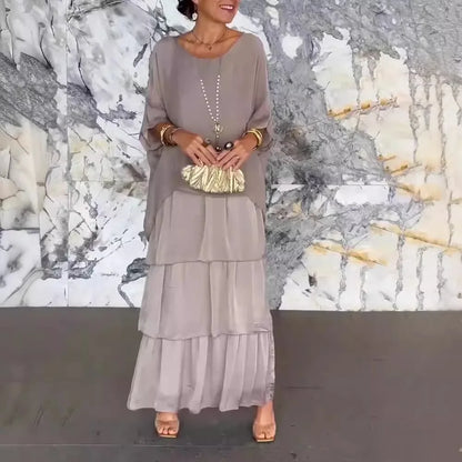Plus-Size-Kleid Mit Rundhalsausschnitt Und Fledermausärmel-Detail