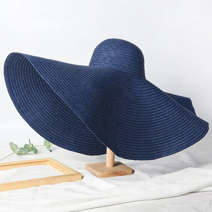 Uv-Geschützter, Faltbarer Strohhut Mit Breiter Krempe, 70 Cm, Für Sommer, Strand Und Reisen –