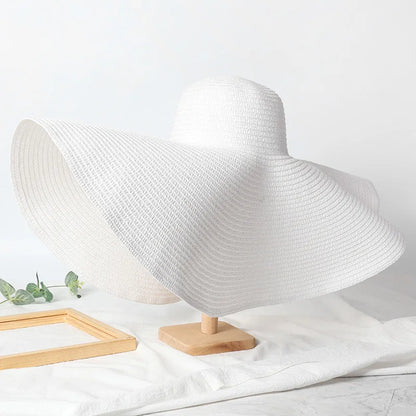 Uv-Geschützter, Faltbarer Strohhut Mit Breiter Krempe, 70 Cm, Für Sommer, Strand Und Reisen –