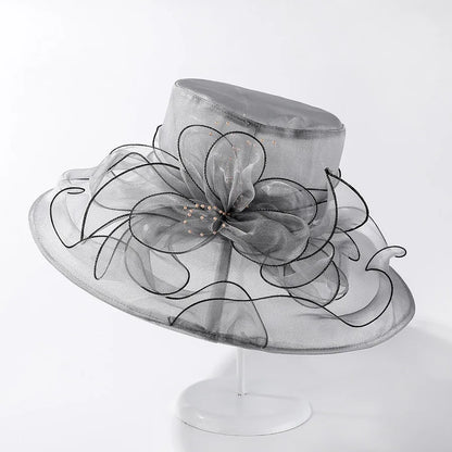 Stilvoller Sommer-Sonnenhut Für Damen, Atmungsaktiv, Gewebte Blume Mit Spitze – 56–58 Cm