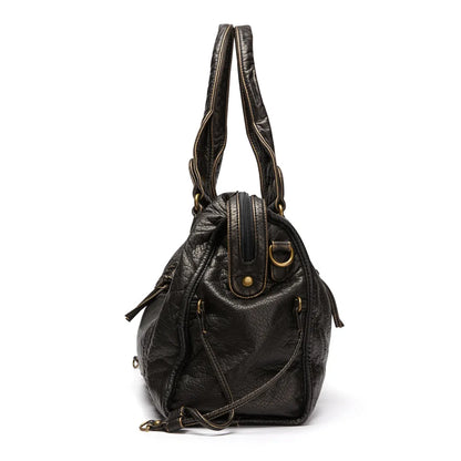 Luxuriöse Schwarze Lederhandtasche