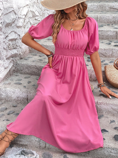 Schulterfreies Rosa Maxikleid
