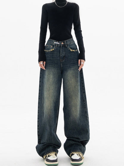 Lässige Jeans İm Streetstyle Mit Hoher Taille Und Weitem Bein
