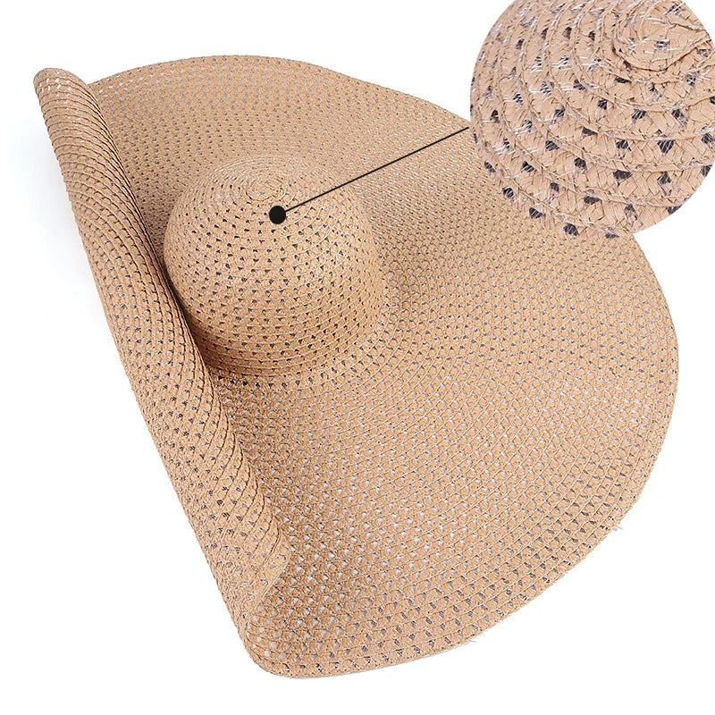 Uv-Geschützter, Faltbarer Strohhut Mit Breiter Krempe, 70 Cm, Für Sommer, Strand Und Reisen –