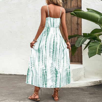 Gemustertes Midikleid Mit Dünnen Trägern