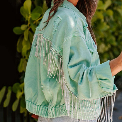 Stylische Jacke Mit Quastendetail