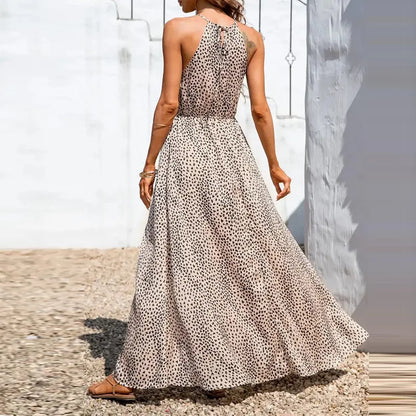 Sommer Sexy Ärmelloses Polka Dot Taille Schlitz Strap Kleid