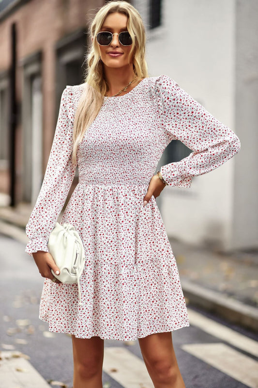 Gemustertes Midikleid Mit Rundhalsausschnitt