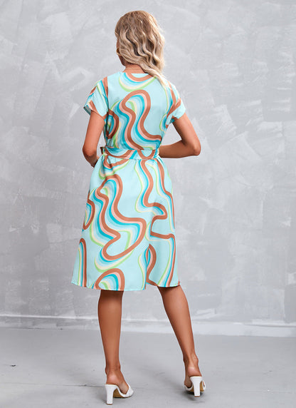 Geknöpftes, Kurzärmliges Midikleid