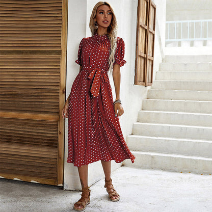 Plissiertes Midikleid Mit Polka Dot-Muster