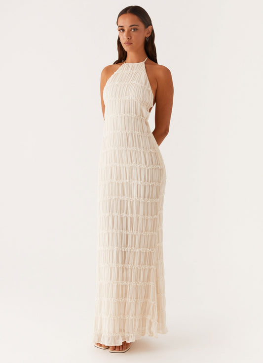 Stilvolles Neckholder-Kleid, Lang, Rückenfrei, Ärmellos, Lässig, Sommer-Strandkleid