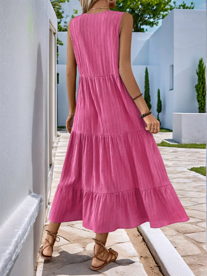 Einfarbiges Und Bequemes Weit Geschnittenes A-Linien-Midikleid