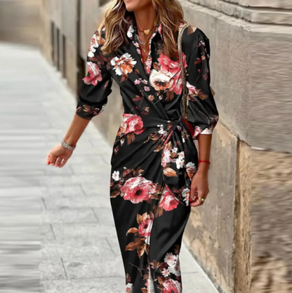 Schickes Midikleid Mit Halben Ärmeln Und Print