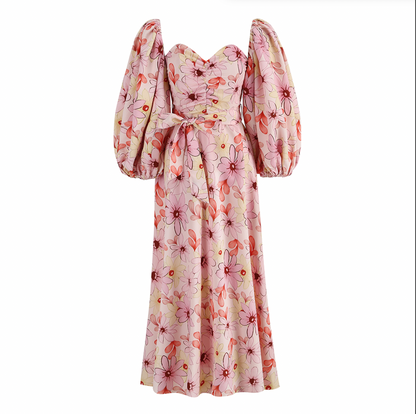 Langärmliges Maxikleid Mit Blumendruck