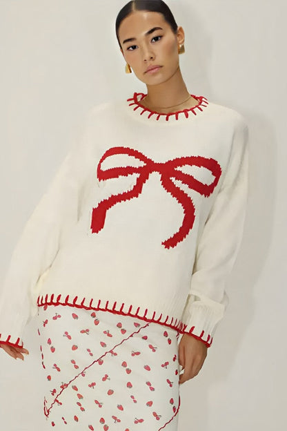 Strickpullover Mit Bändern Und Jacquardmuster