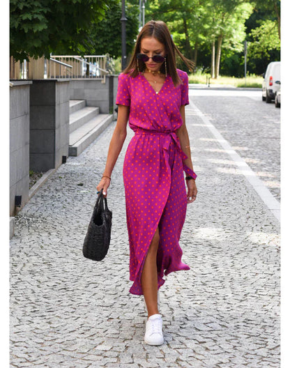 Kleid Mit V-Ausschnitt Und Blumenmuster