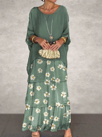 Plus-Size-Kleid Mit Rundhalsausschnitt Und Fledermausärmel-Detail