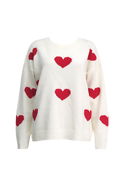 Eleganter Pullover Mit Herzmuster