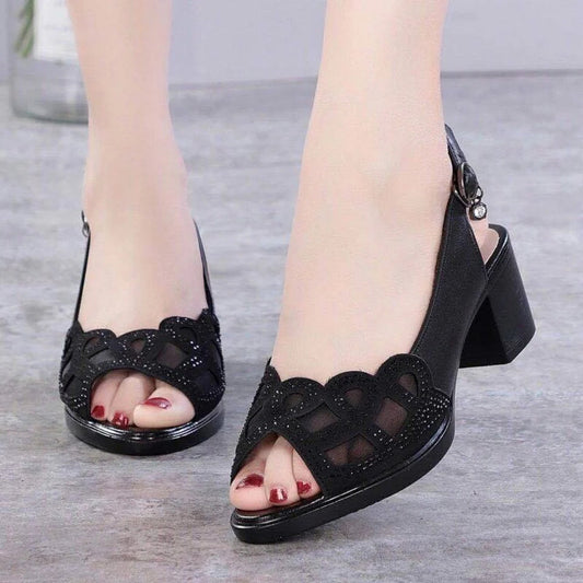 Schuhe Mit Niedrigem Absatz Und Mesh-Details
