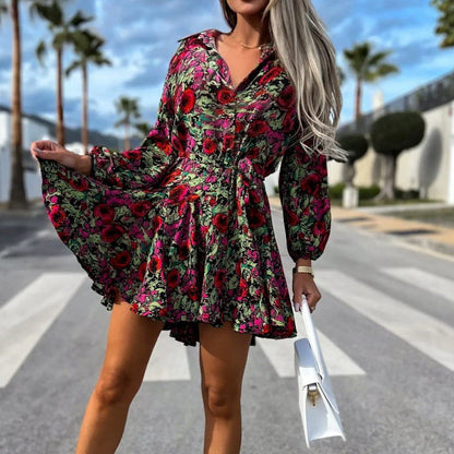 Minikleid İn A-Linie Mit Blumenmuster