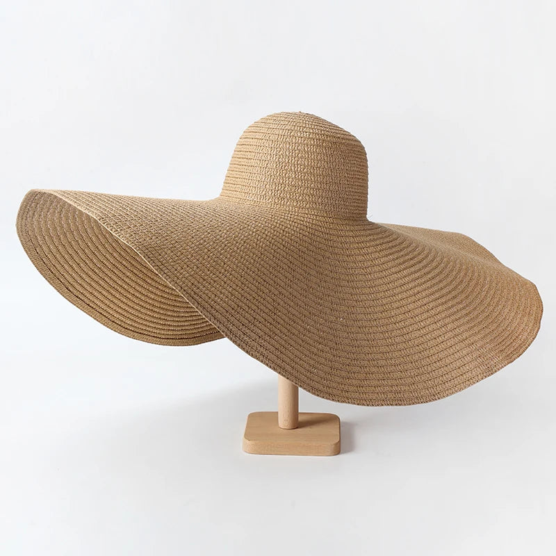Uv-Geschützter, Faltbarer Strohhut Mit Breiter Krempe, 70 Cm, Für Sommer, Strand Und Reisen –