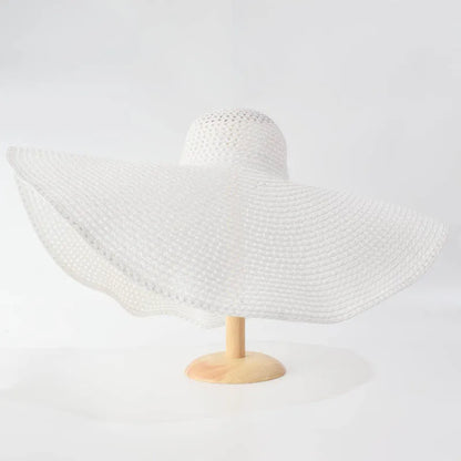 Uv-Geschützter, Faltbarer Strohhut Mit Breiter Krempe, 70 Cm, Für Sommer, Strand Und Reisen –