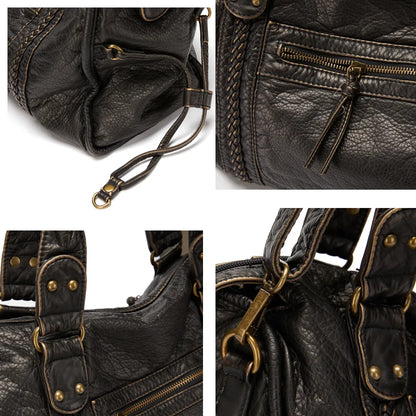 Luxuriöse Schwarze Lederhandtasche