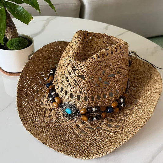 Retro Sommer Strand Stroh Cowboyhut