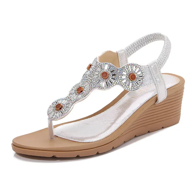 Sandalen Mit Keilabsatz - Elastischer Riemen - Sommer